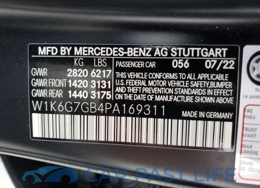 W1K6G7GB4PA169311# 12