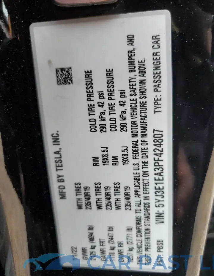 5YJ3E1EA3PF424807# 12