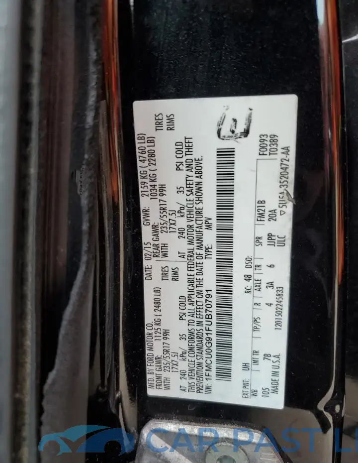 1FMCU0G91FUB70791# 12