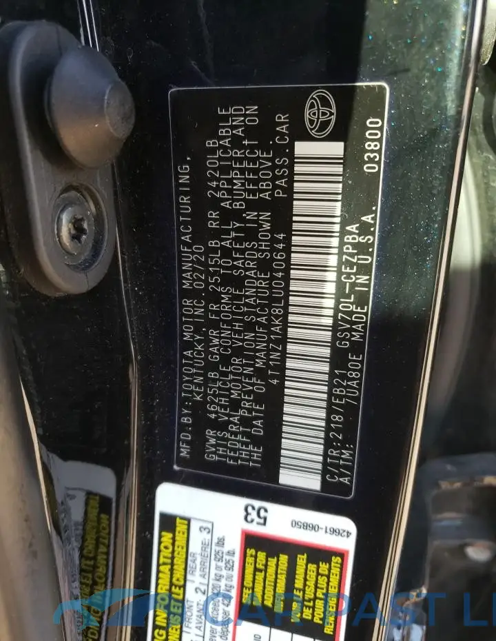 4T1NZ1AK8LU040644# 12
