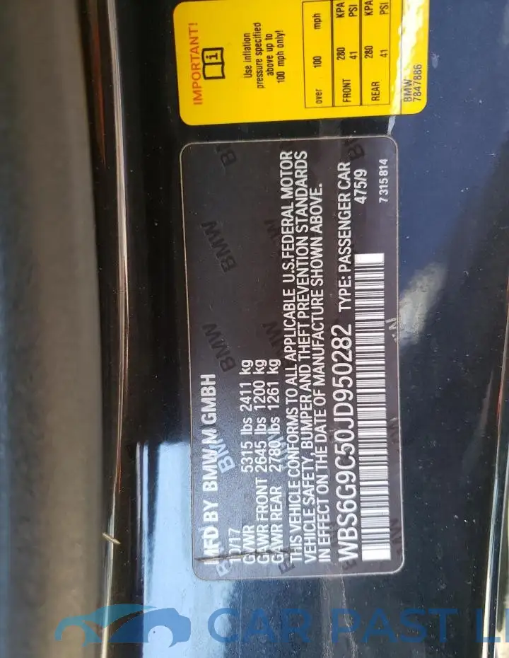 WBS6G9C50JD950282# 12