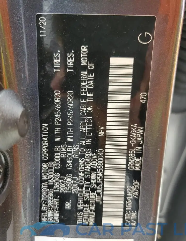 JTEJU5JR5M5880040# 12