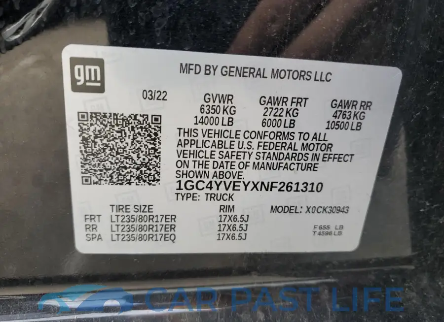1GC4YVEYXNF261310# 12