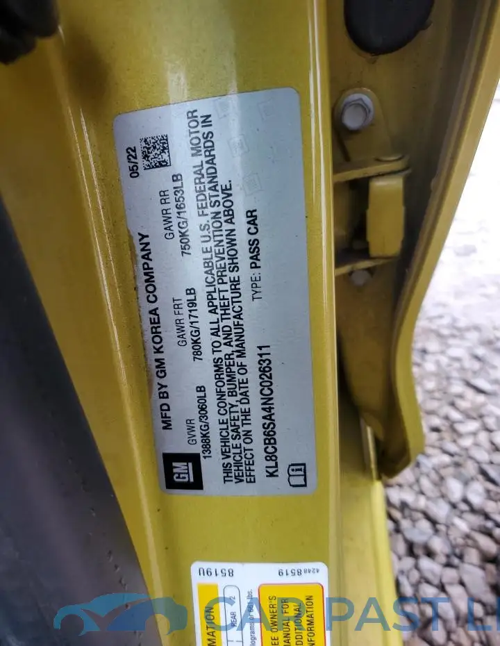 KL8CB6SA4NC026311# 12