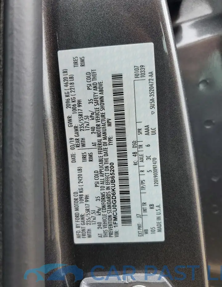 1FMCU0GD6KUB65200# 13