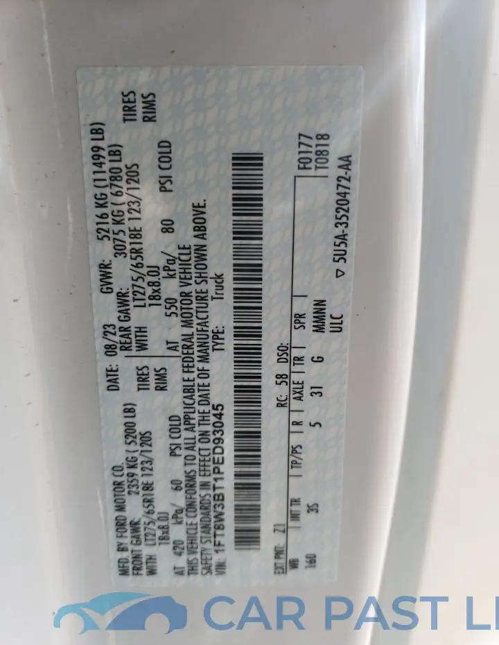 1FT8W3BT1PED93045# 12