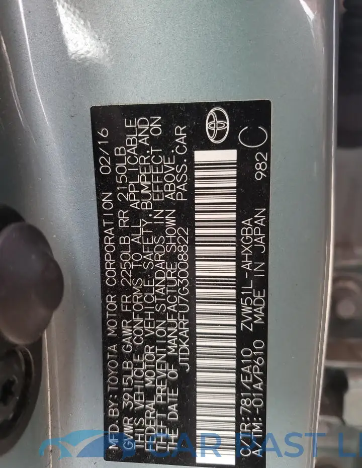 JTDKARFU7G3008822# 12