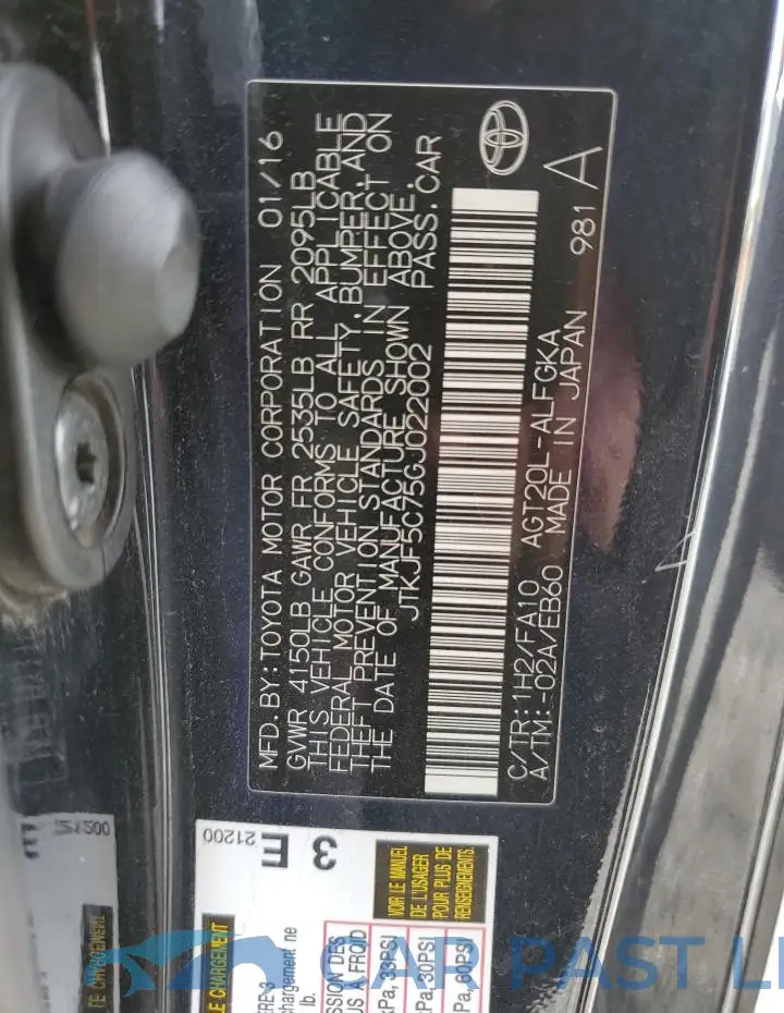 JTKJF5C75GJ022002# 12