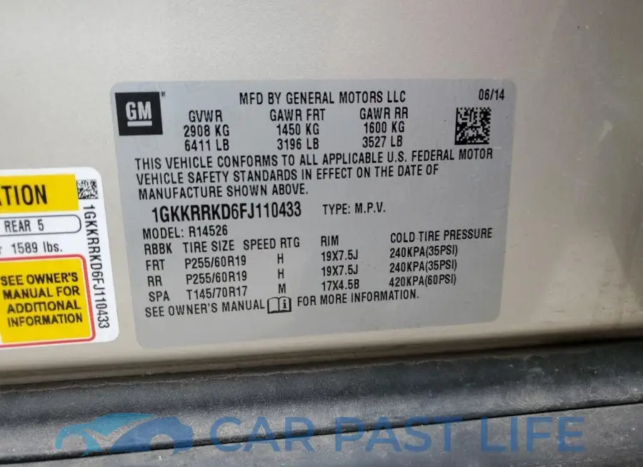 1GKKRRKD6FJ110433# 13