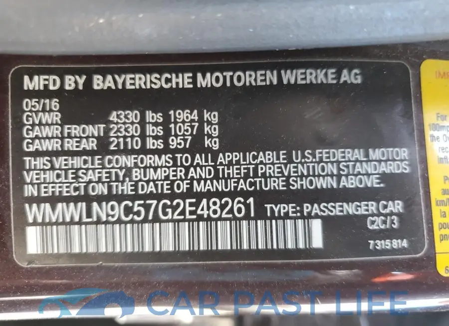 WMWLN9C57G2E48261# 12