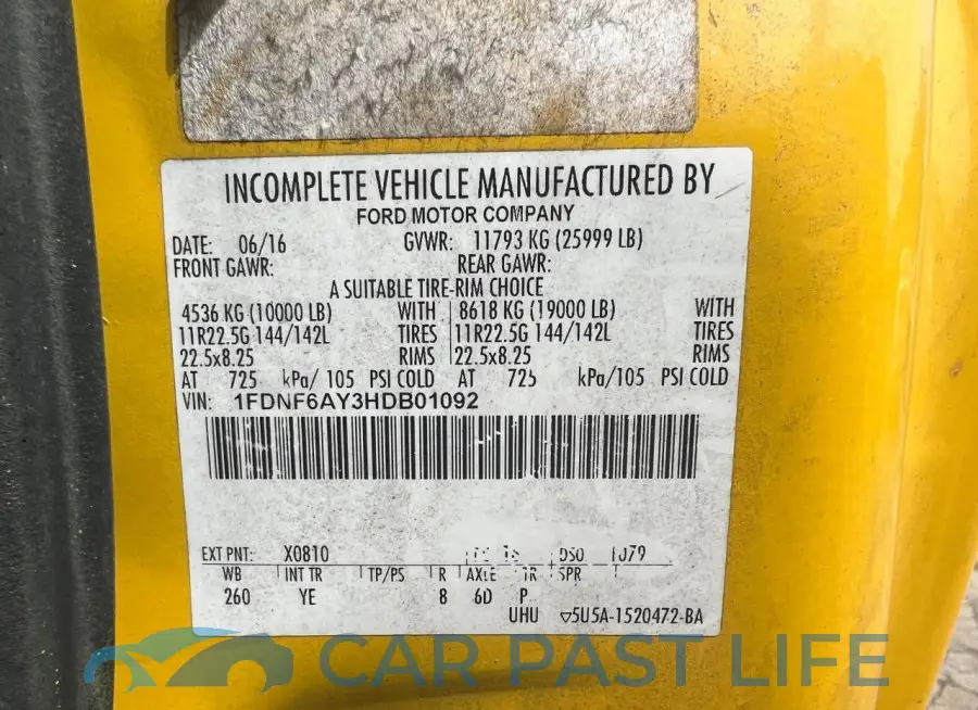 1FDNF6AY3HDB01092# 10