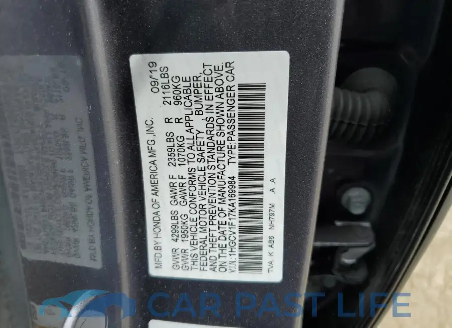 1HGCV1F17KA169984# 12