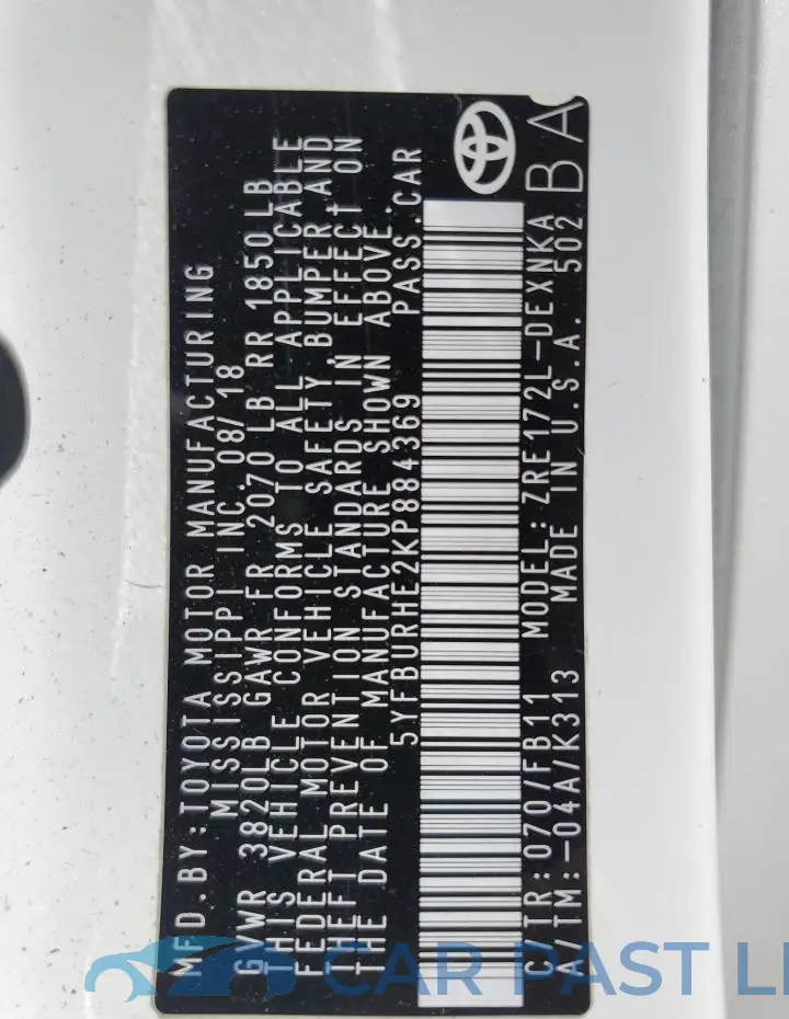 5YFBURHE2KP884369# 12