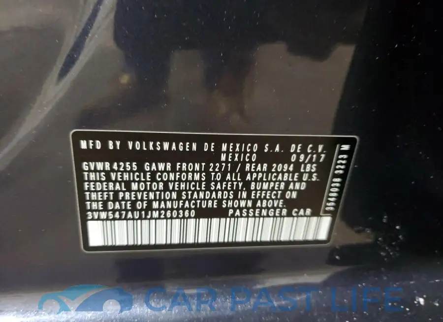 3VW547AU1JM260360# 12