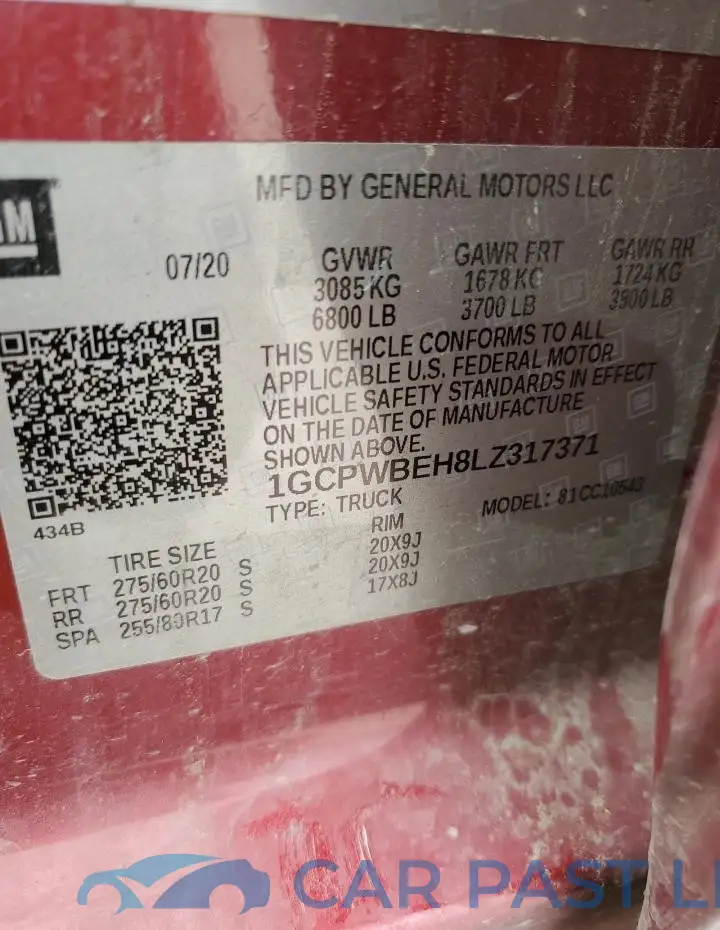 1GCPWBEH8LZ317371# 12