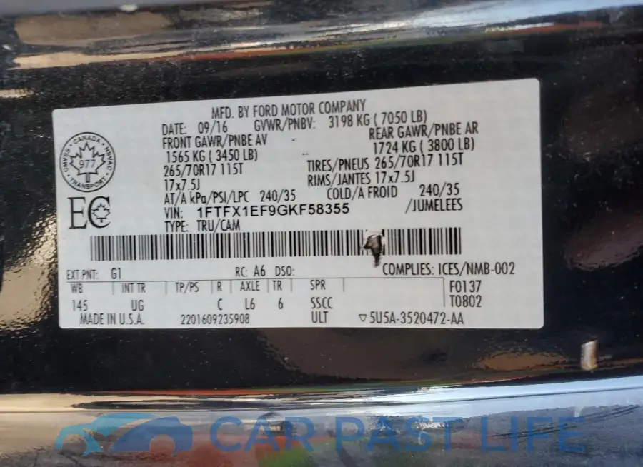 1FTFX1EF9GKF58355# 12