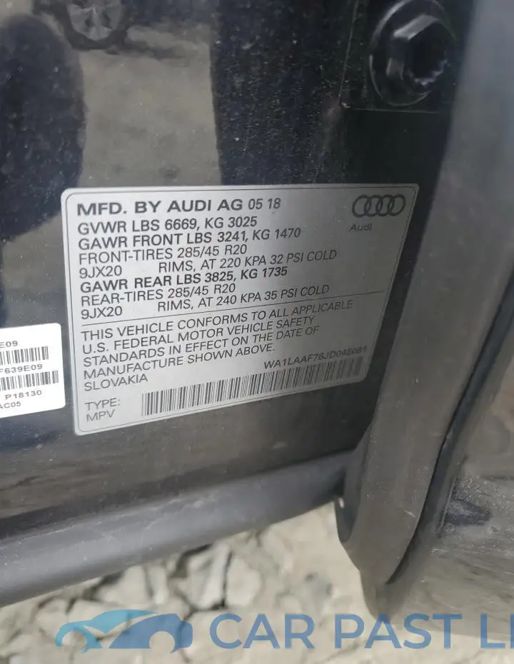 WA1LAAF76JD045081# 13