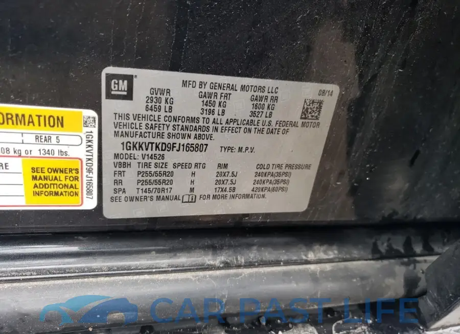 1GKKVTKD9FJ165807# 13