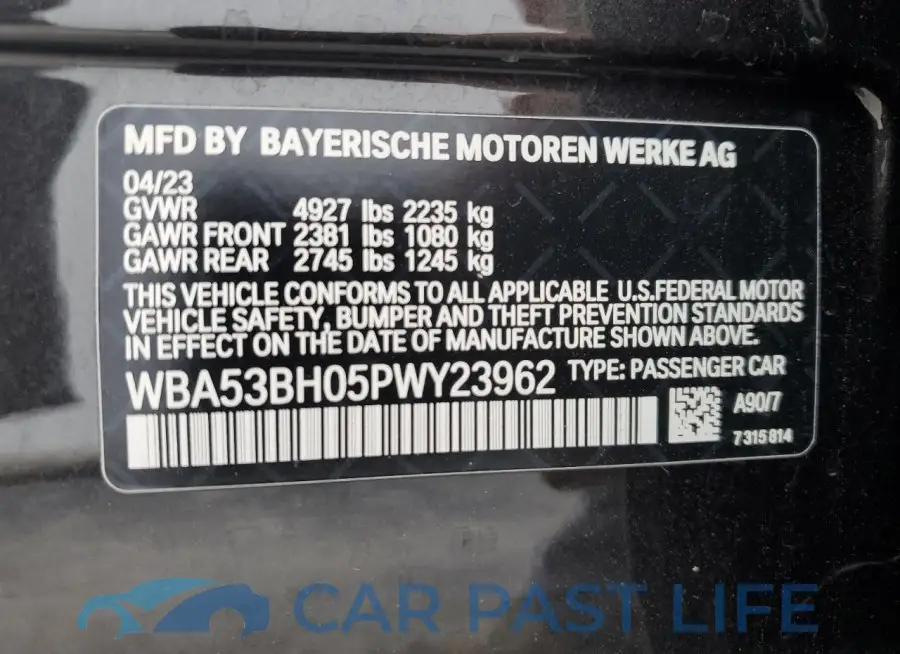 WBA53BH05PWY23962# 12