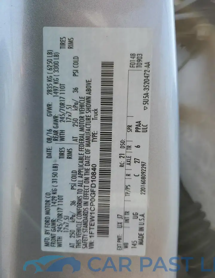 1FTEW1CP0GFD10840# 12