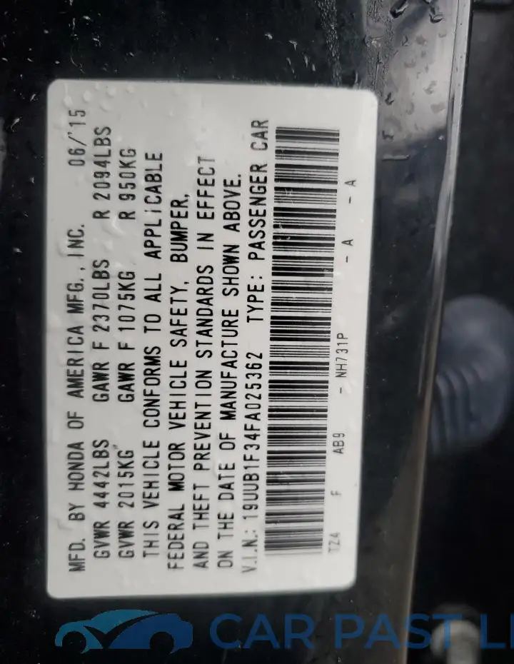 19UUB1F34FA025362# 12