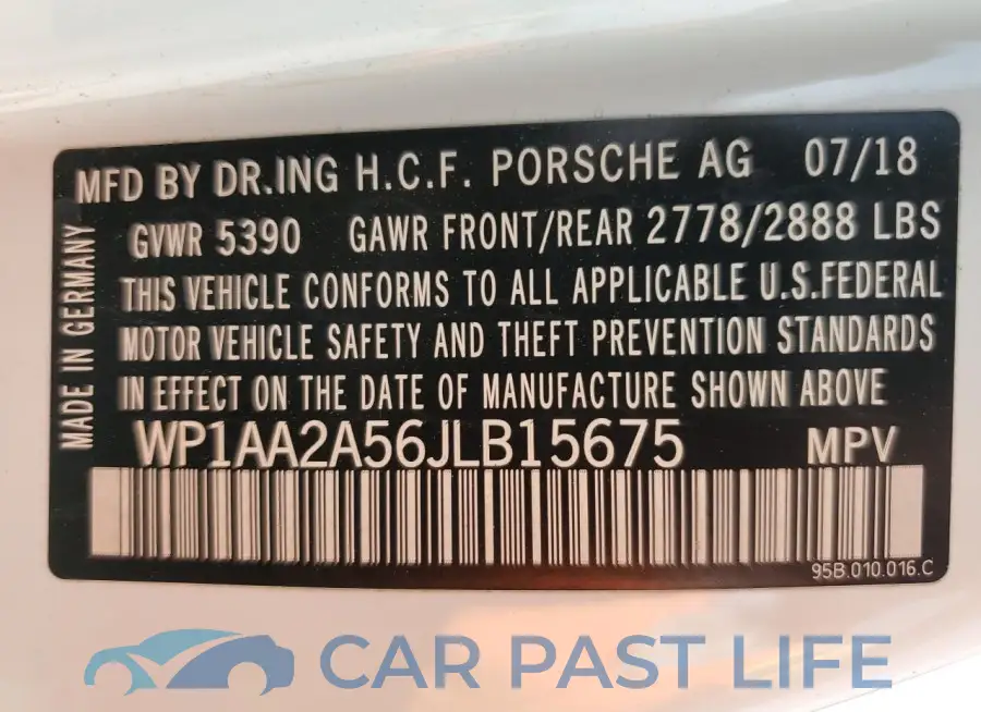 WP1AA2A56JLB15675# 12