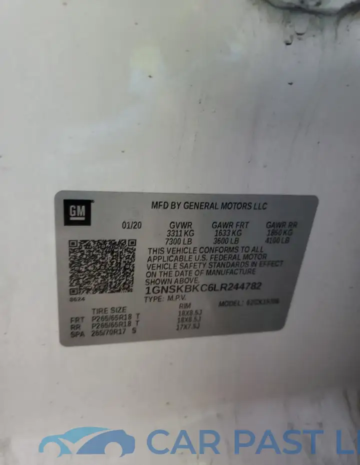1GNSKBKC6LR244782# 13