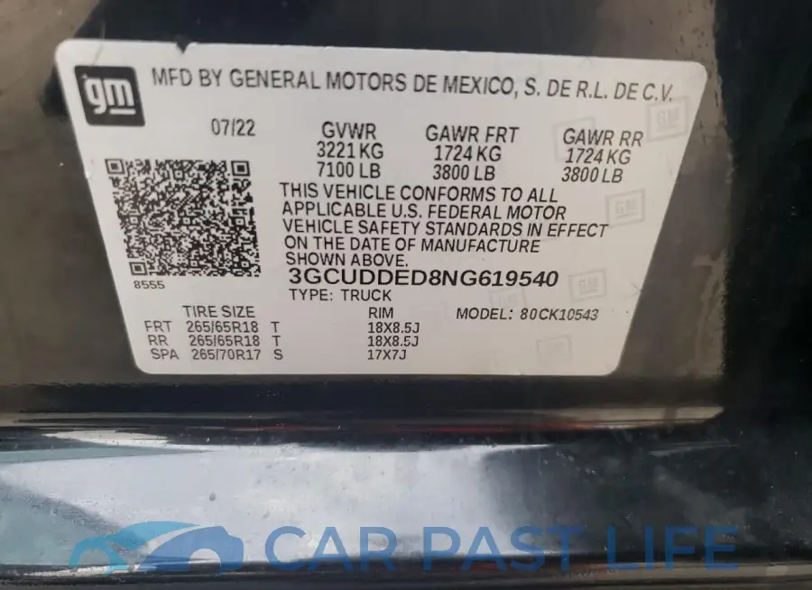 3GCUDDED8NG619540# 12