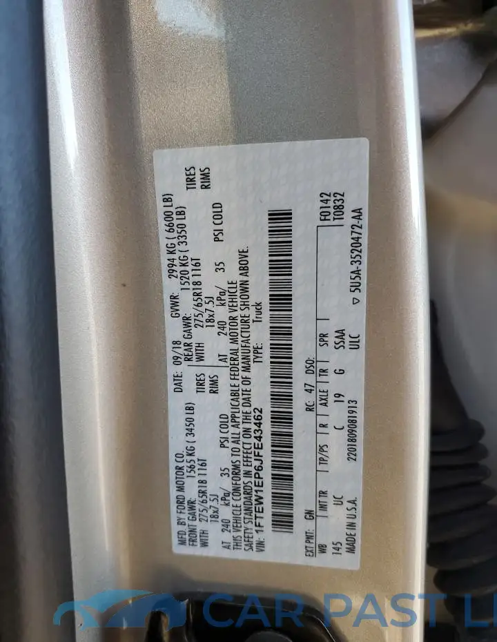 1FTEW1EP6JFE43462# 12