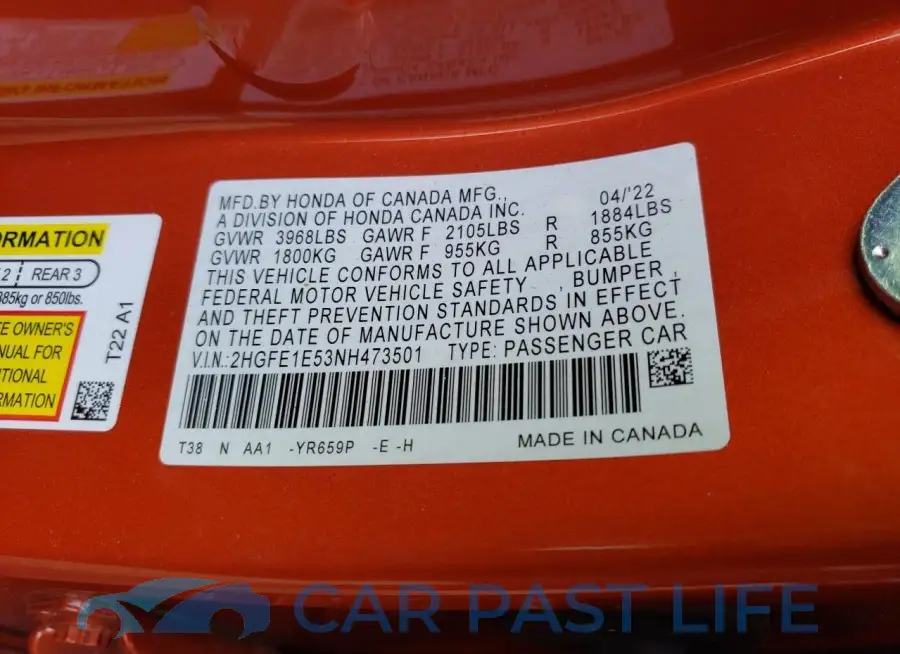 2HGFE1E53NH473501# 13