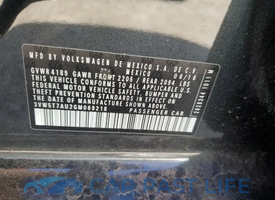 3VW5T7AU2GM069218# 12