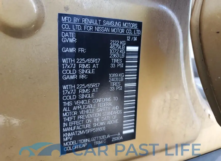 KNMAT2MV5FP518831# 12