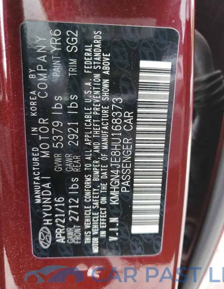 KMHGN4JE8HU168373# 12