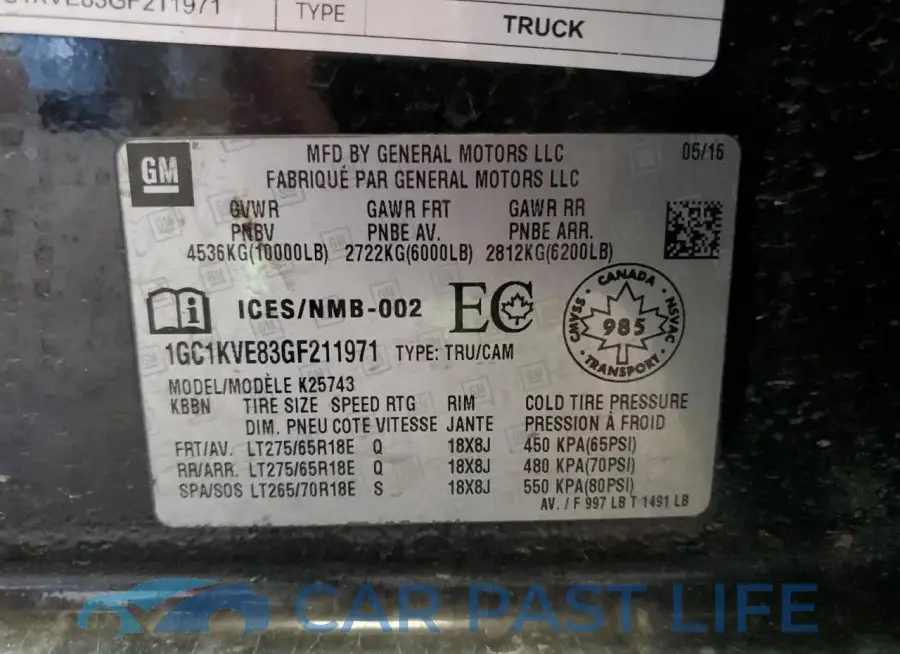 1GC1KVE83GF211971# 13