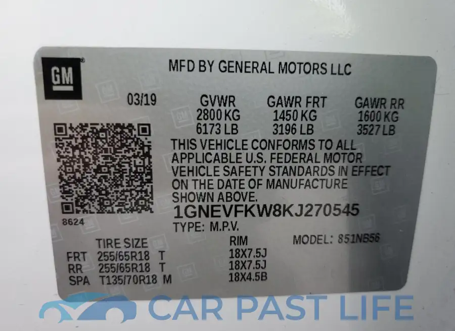 1GNEVFKW8KJ270545# 13