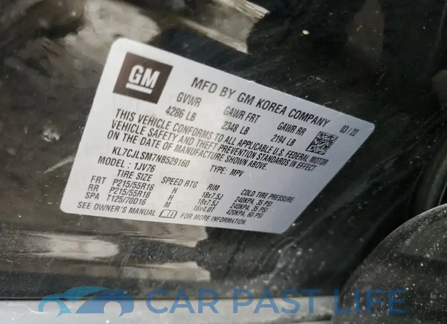 KL7CJLSM7NB529160# 13