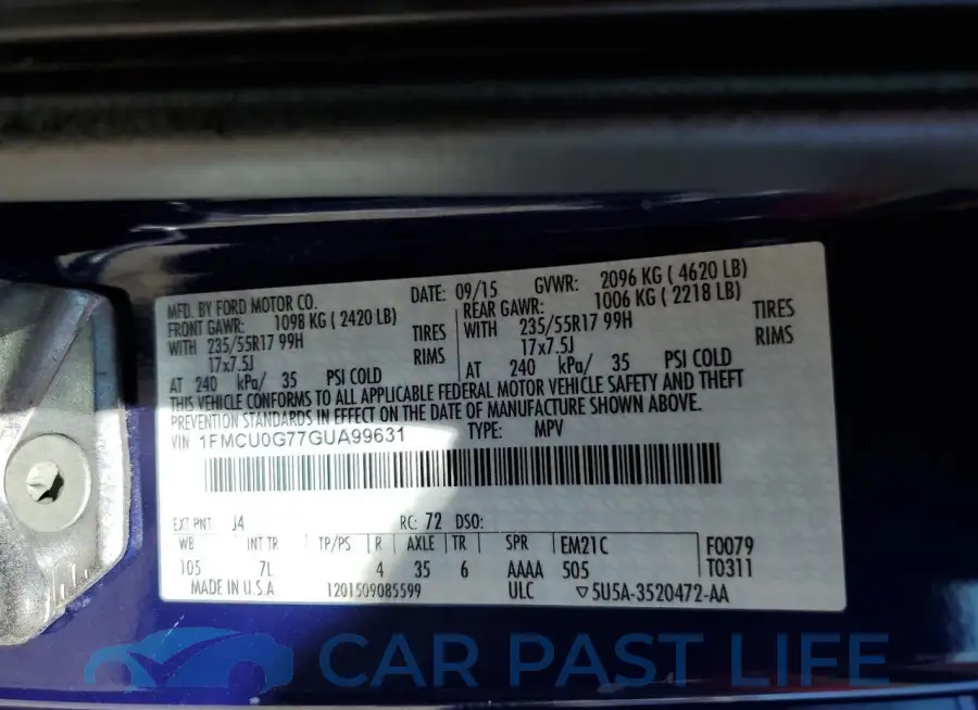 1FMCU0G77GUA99631# 13