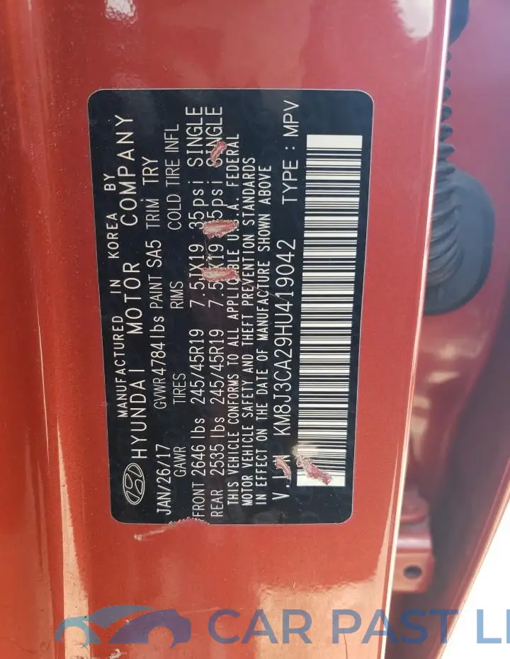 KM8J3CA29HU419042# 12