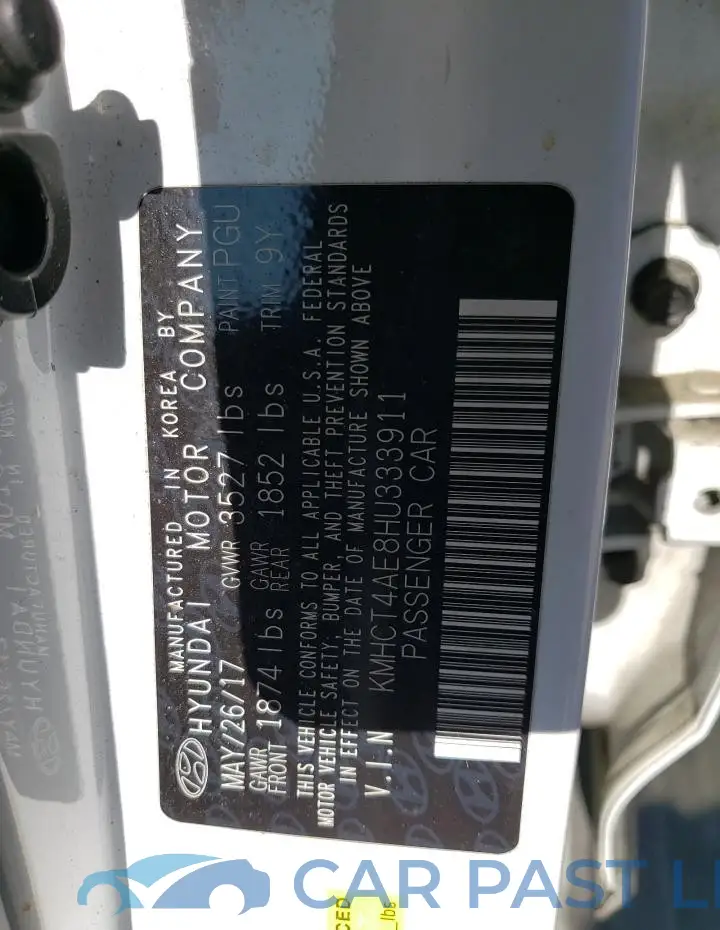 KMHCT4AE8HU333911# 12