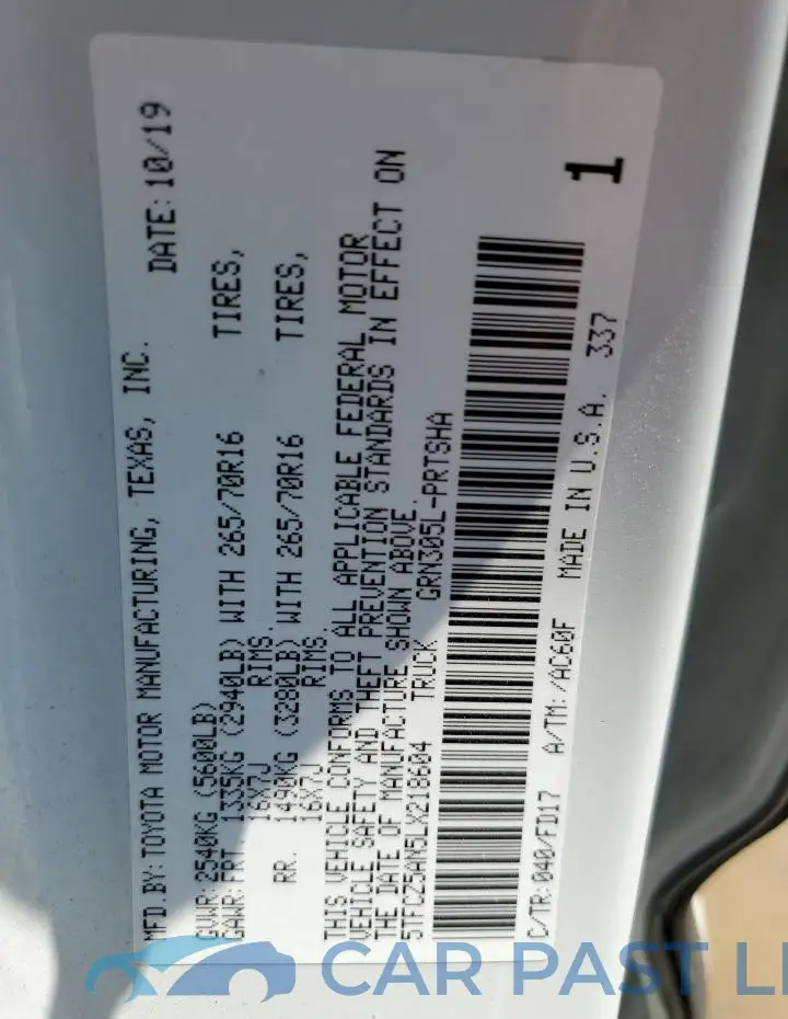 5TFCZ5AN5LX218604# 12