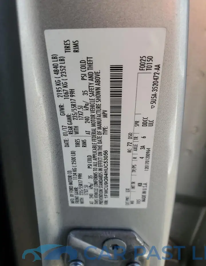 1FMCU9G94HUC53056# 12
