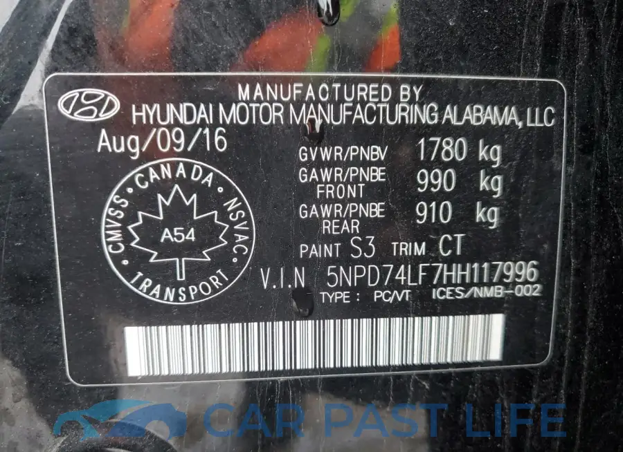 5NPD74LF7HH117996# 12