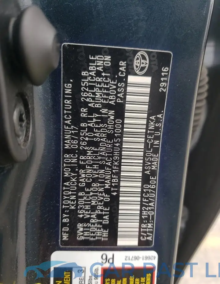 4T1BF1FK9HU451000# 12