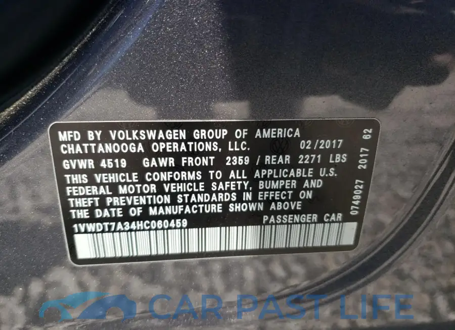 1VWDT7A34HC060459# 12