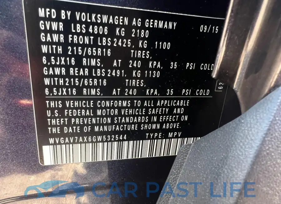 WVGAV7AX6GW532544# 10