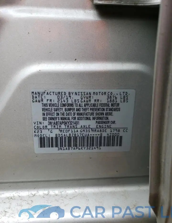 3N1AB7AP6KY321491# 12
