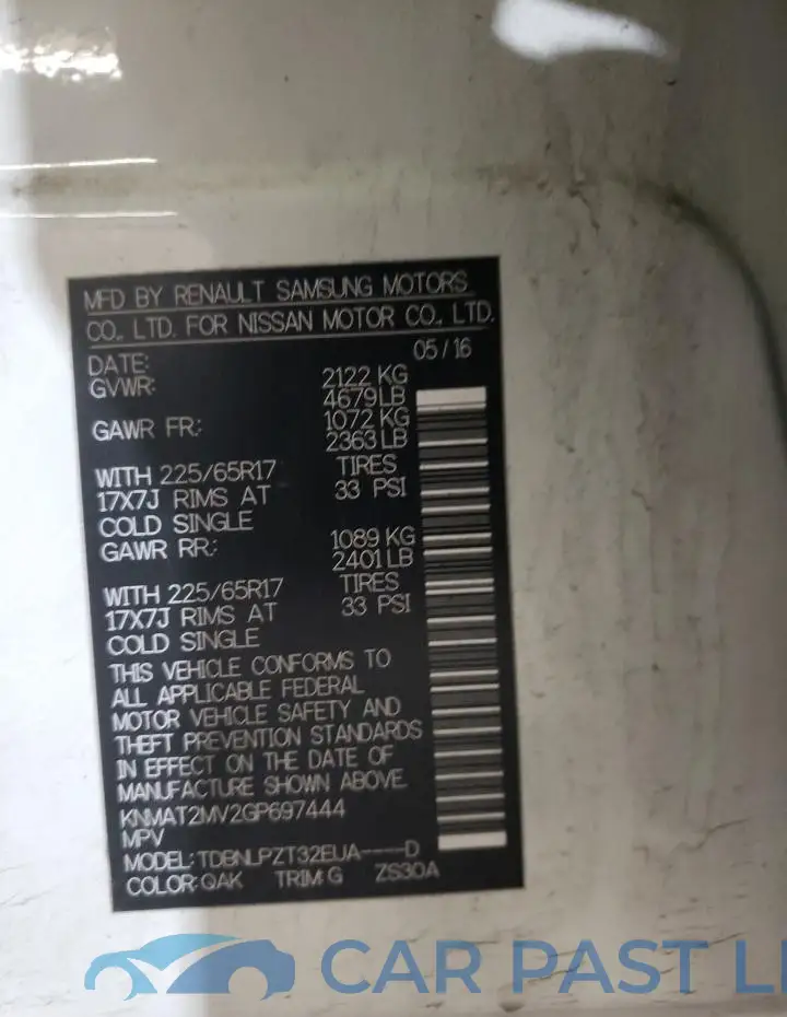KNMAT2MV2GP697444# 14