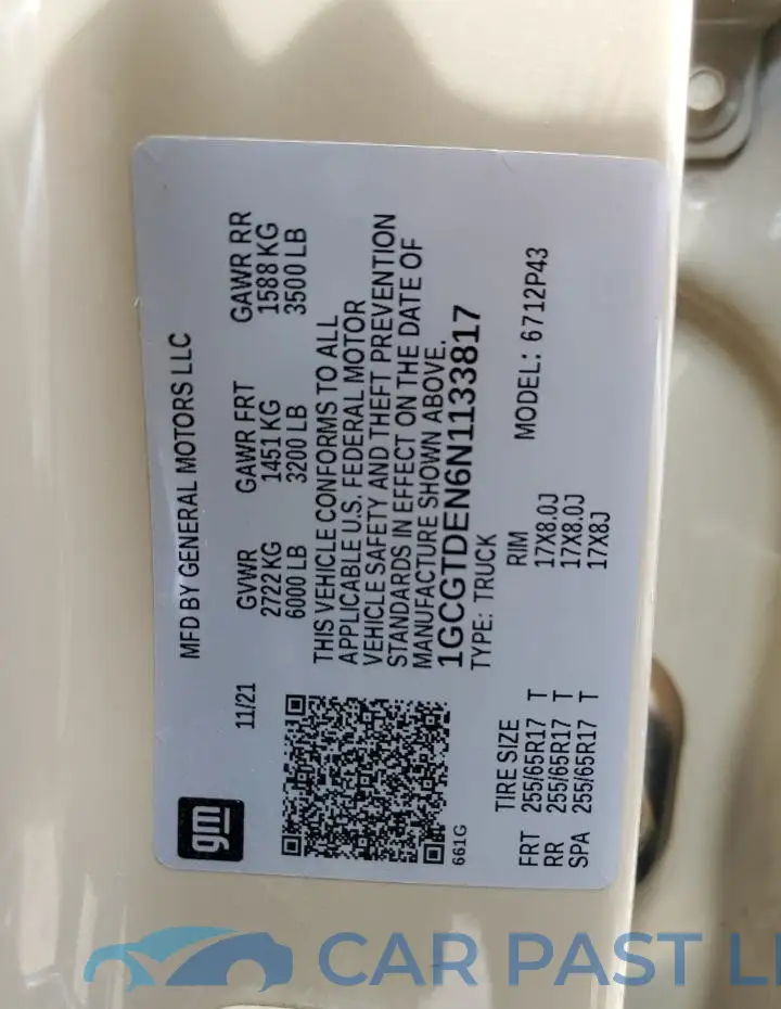 1GCGTDEN6N1133817# 12