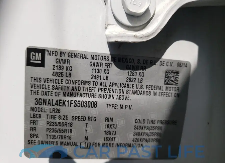 3GNAL4EK1FS503008# 12
