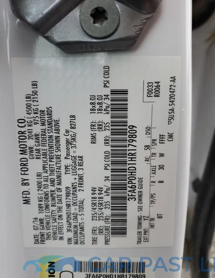 3FA6P0HD1HR179809# 12